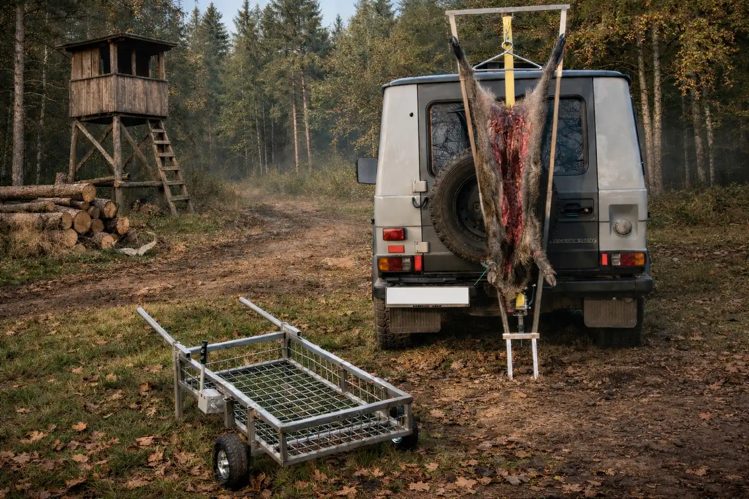 Aufbrechhilfe und Wildträger im Reviereinsatz
