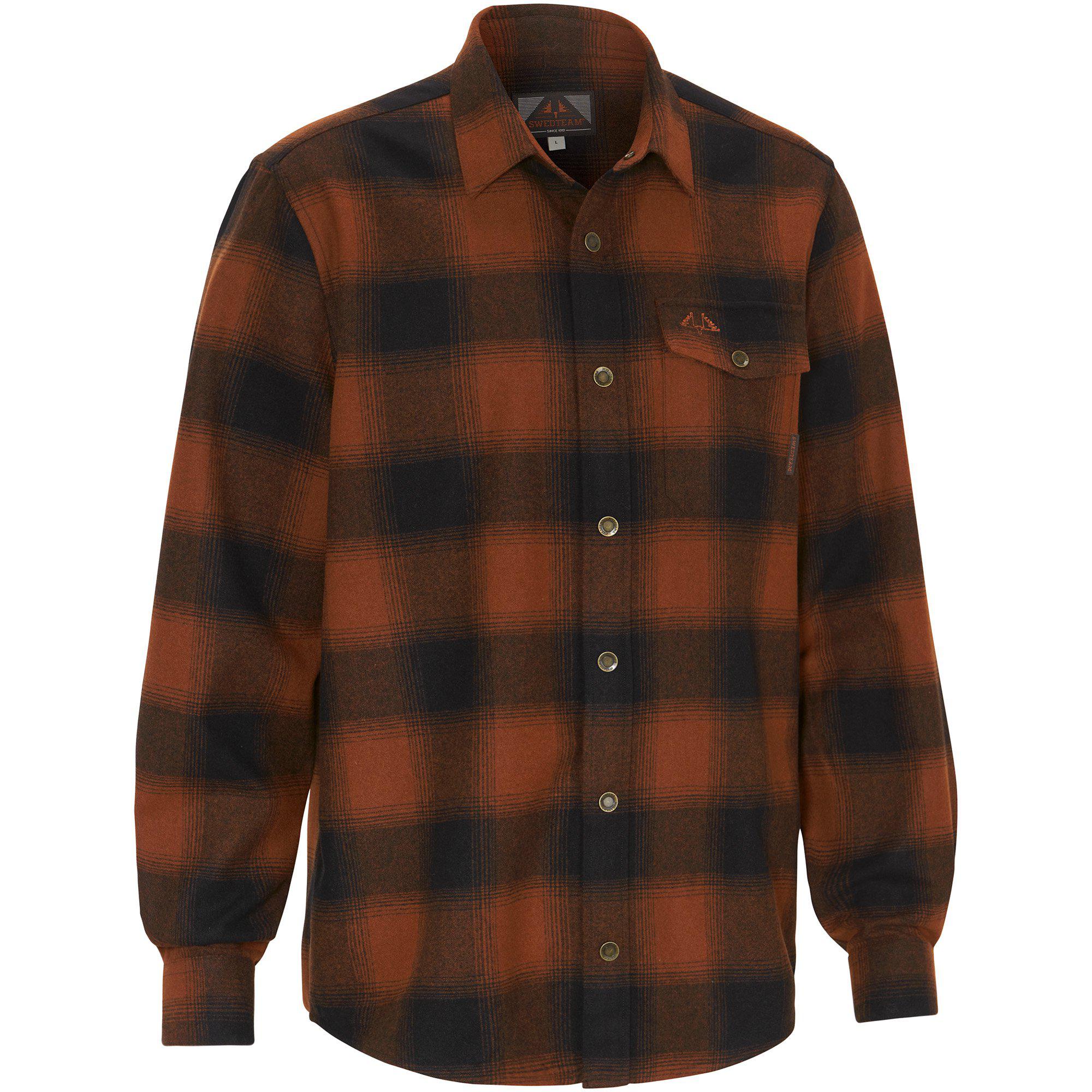 Swedteam Herren Hemd Lynx Wool Dark Orange 2XL