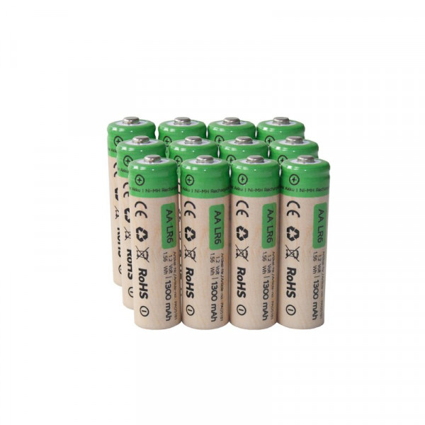 12er Set Professor Optiken AA Nickel-Metallyhydrid-Akku, 1,2 Volt mit 1300 mAh für ICU easy